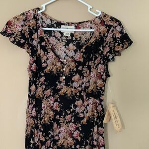 Denim & Supply Ralph Lauren Black Floral High Low Dress
